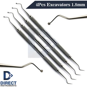4Pcs Dental Excavators 129/130 1.8mm Spoon Dentin Carious Decay Remover Fillings - Picture 1 of 5