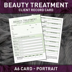 Beauty Client Record Card Consultation Form Treatment Salon Therapists A6 x100 - Picture 1 of 3