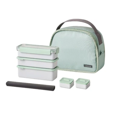 New Lock & Lock Dosilock 3 Layers Lunch Box & Chopstick & Sauce Container & Bag - Image 1 of 4