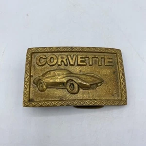 Vintage CHEVROLET CORVETTE Solid Brass Belt Buckle - Picture 1 of 2