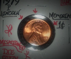 1979 p Lincoln Memorial Misaligned Dyes UNC Mint Error Coin Uncirculated - Picture 1 of 4