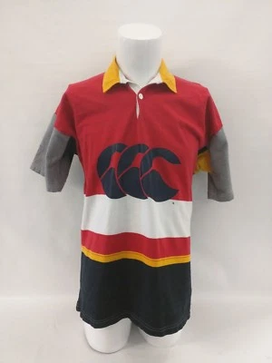 CANTERBURY OF NEW ZEALAND Kiwi Logo Red Navy Yellow Colorblock Polo Size Large - Image 1 of 3