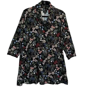 J.Jill Wearever Collection Tunic Cowl Neck Long Sleeve Pullover Jersey Floral. L - Picture 1 of 18
