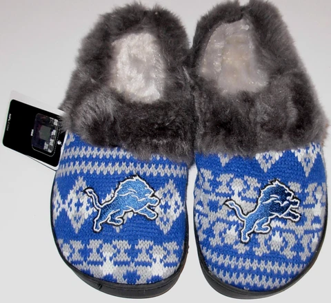 Detroit Lions NFL Slippers Faux Fur Women's size Small (5/6) New w/Tag Cover