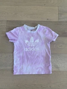 Adidas Girls Tie Dyed Tee Shirt Purple White Size 5-6Y - Picture 1 of 3