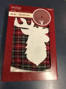 NEU groß 56" Weihnachtsbaum Rock Rentier Flanell weiß Hirsch rot kariert gepolstert - Bild 1 von 4