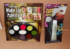 Halloween Horror Makeup Palette Fun World & Hair & Body Glitter 1oz Glows 68R - Picture 1 of 1