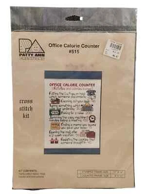 PATTY ANN CREATIONS COUNTED CROSS STITCH OFFICE CALORIE COUNTER 515 NOS - Image 1 of 4