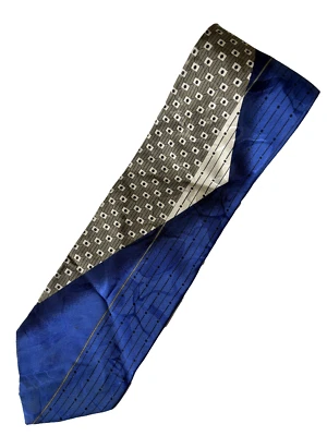 Raffaello Italiano 100% Seda Foulard Dorado Azul 3.5" Cuello Corbata Carrera Fiesta Foto 1 de 4