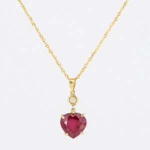 Collar Colgante Corazon Rubí Diamante Oro 18 k Complementos de Mujer Joyería - Imagen 1 de 6