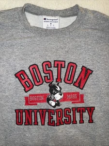 VTG Boston University Champion Crewneck GRAY Sweatshirt ~ MEDIUM ~ 50/50 - Picture 1 of 7
