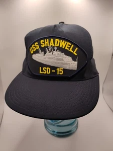 Vintage USS SHADWELL LSD 15 US Navy MILITÄR Mütze Kappe bestickt Snapback Adler - Bild 1 von 10