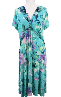 Vestido midi Soft Surroundings para mujer pequeño grande azul lila amaryllis floral PL Foto 1 de 4