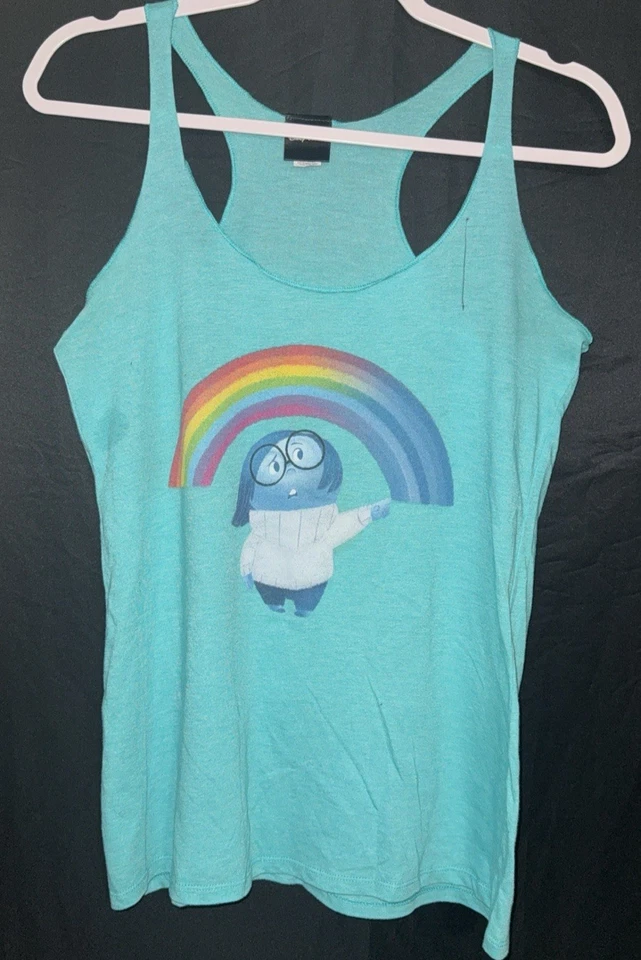 Disney INSIDE OUT SADNESS RAINBOW RACERBACK TANK TOP WOMENS SIZE MEDIUM PRELUV - Image 1 of 1