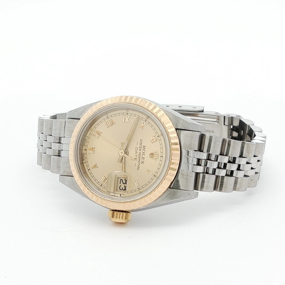 Rolex Lady Datejust Champagne esfera romana pulsera jubileo 26 mm 69173 Foto 1 de 4