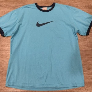 Camiseta Nike Vintage Azul M Centro Swoosh Timbre Manga Corta Y2K - Imagen 1 de 8