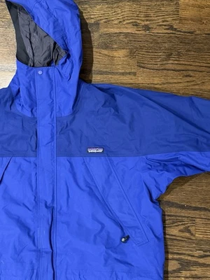 Jaqueta Patagonia Storm Goretex Shell Azul Masculina Extra Grande Zíper Falha Vintage Com Capuz Extra - Imagem 1 de 4