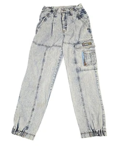 Vintage Jordache Pants Mens 31 Acid Wash Denim Cargo Baggy Tapered 90s Jeans - Picture 1 of 11