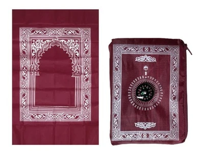 Alfombra de oración musulmana de 1 pieza, poliéster, alfombra de oración de viaje portátil con brújula... Foto 1 de 4