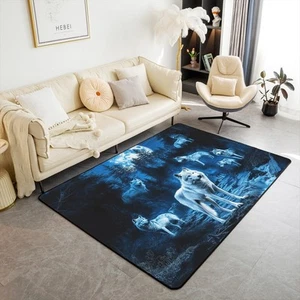 Wolf Area Rug 5x7 Inch Wolves Howling Rugs for Bedroom Living Room Animal Wol... - Picture 1 of 7