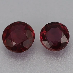Par 2 piezas/0,27 quilates 3x3x3,3x3,3 mm redondo natural térmico púrpura zafiro rojo, Songe - Imagen 1 de 4