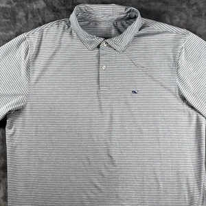 Vineyard Vines Performance Polo Shirt Mens Size XL Gray Blue Stripe Stretch - Picture 1 of 8