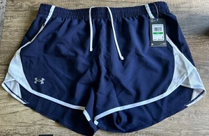 Under Armour Women's Fly By 3” Running Gym Shorts Navy Sz L Lined Loose Fit NWT - Picture 1 of 8