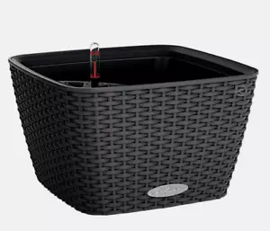 LECHUZA Pflanzgefäß BACINO Cottage ALL-IN-ONE 30x30 cm Graphitschwarz Neu - Bild 1 von 4