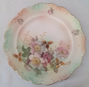Vintage Schumann Arzberg Germany Floral Goldrand & Blätter Porzellan Teller 13" - Bild 1 von 10