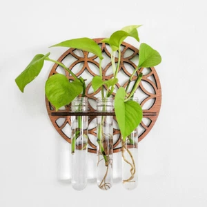 Indoor Modern Glass Test Tube Vases Propagation Station Plants Wall Planter UK - Picture 1 of 7