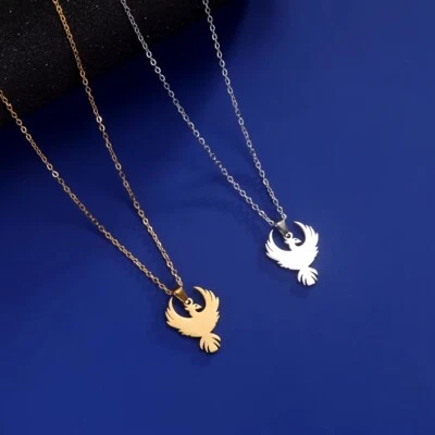 Halskette mit Anhänger Phönix Vogel Edelstahl Modeschmuck Gold/Silber Unisex DE - Bild 1 von 3