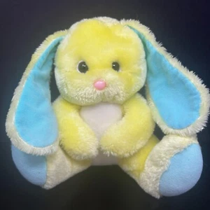 Vintage Bell Carter Yellow Green Bunny Rabbit Plush Stuffed Animal Sits Korea - Picture 1 of 11