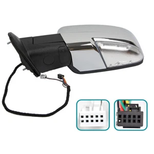 Left Side Mirror Fits 2013-2019 Ram 1500 Chrome Power Fold+ Heated+Temper Sensor - Picture 1 of 24