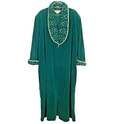 Bata de té vintage de diamantes para mujer talla XL vestido de casa suéter de terciopelo verde Foto 1 de 4