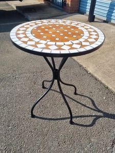Tavolo bistrot rotondo a mosaico soggiorno esterno Sun time 60 cm - struttura in metallo - Foto 1 di 3