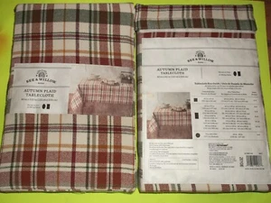 (1) Bee & Willow Autumn Plaid 60" x 102” Tablecloth Rust/Cream/Green, NEW - Picture 1 of 1