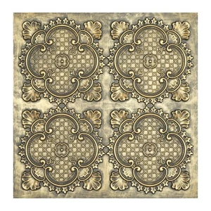 Piastrelle soffitto in latta vintage in rilievo pannelli parete in plastica PL80 oro antico 10 pz - Foto 1 di 24