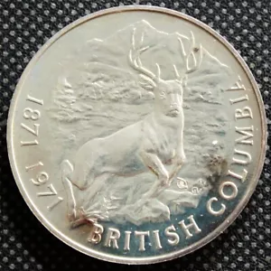 1871 - 1971 Canada British Columbia Centennial Commemorative Silver Elk Medal - Picture 1 of 2