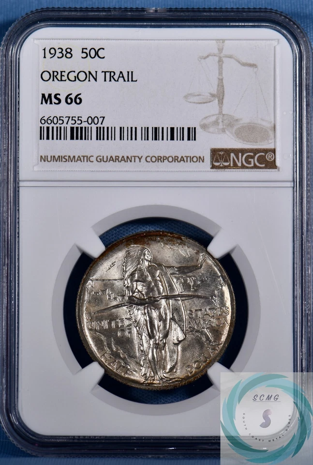 1938 Oregon Trail 50c NGC MS66 - Lovely Original Petina and Luster - Image 1 of 4
