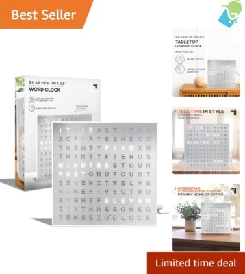 LED Light-Up Word Clock Modern Digital Desk Wall Display USB Home Office Decor - Image 1 of 4