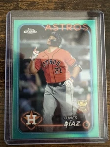 2024 Topps Chrome Baseball Yainer Diaz Aqua Refractor Rookie Cup /199 Astros - Picture 1 of 2