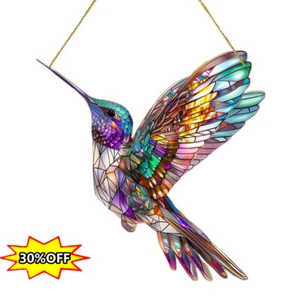 Hummingbird Stained Glass Window Hanging Ornament Sun Catcher Cute Bird PendantS - Picture 1 of 20