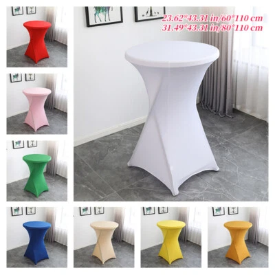 1 X Cocktail Round Table Cover Four-Way Stretch Wedding Party Tablecloth - Image 1 of 4