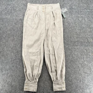 Anthropologie Womens Marie Jogger Linen Blend Pants Beige 0P NEW - Picture 1 of 13