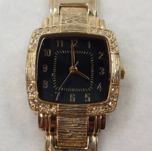 ALLUDE Uhr Damen FMDAL 590 135 eckiges schwarzes Zifferblatt Metallglieder funktioniert nicht - Bild 1 von 4