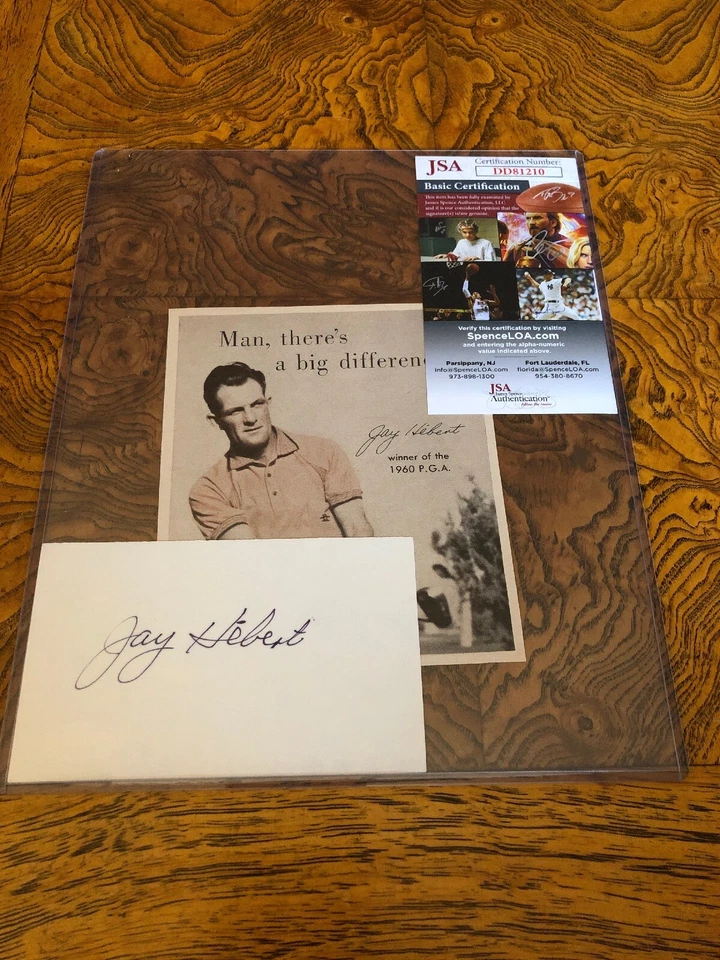 Jay Hebert Autographed Index Card W/Photo 1960 PGA Champ d.1997. Rare! Golf Grt - Image 1 of 4