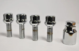 Set Mit 4 X M12 X 1.5, 35mm Gewinde, Verriegelung Rad Bolzen (Silber) - Bild 1 von 2