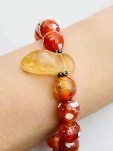 Fire agate bead citrine stretchy Bracelet - Picture 1 of 4