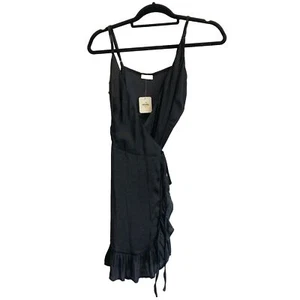 NWT Intimately Free People Women’s Sz M All My Love Wrap Little Black Dress Mini - Picture 1 of 8