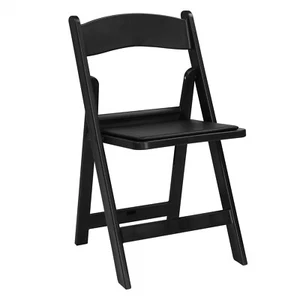 Folding Chair Resin Chair with Padded Seat Comfortable Event Chair Indoor Black - Picture 1 of 16